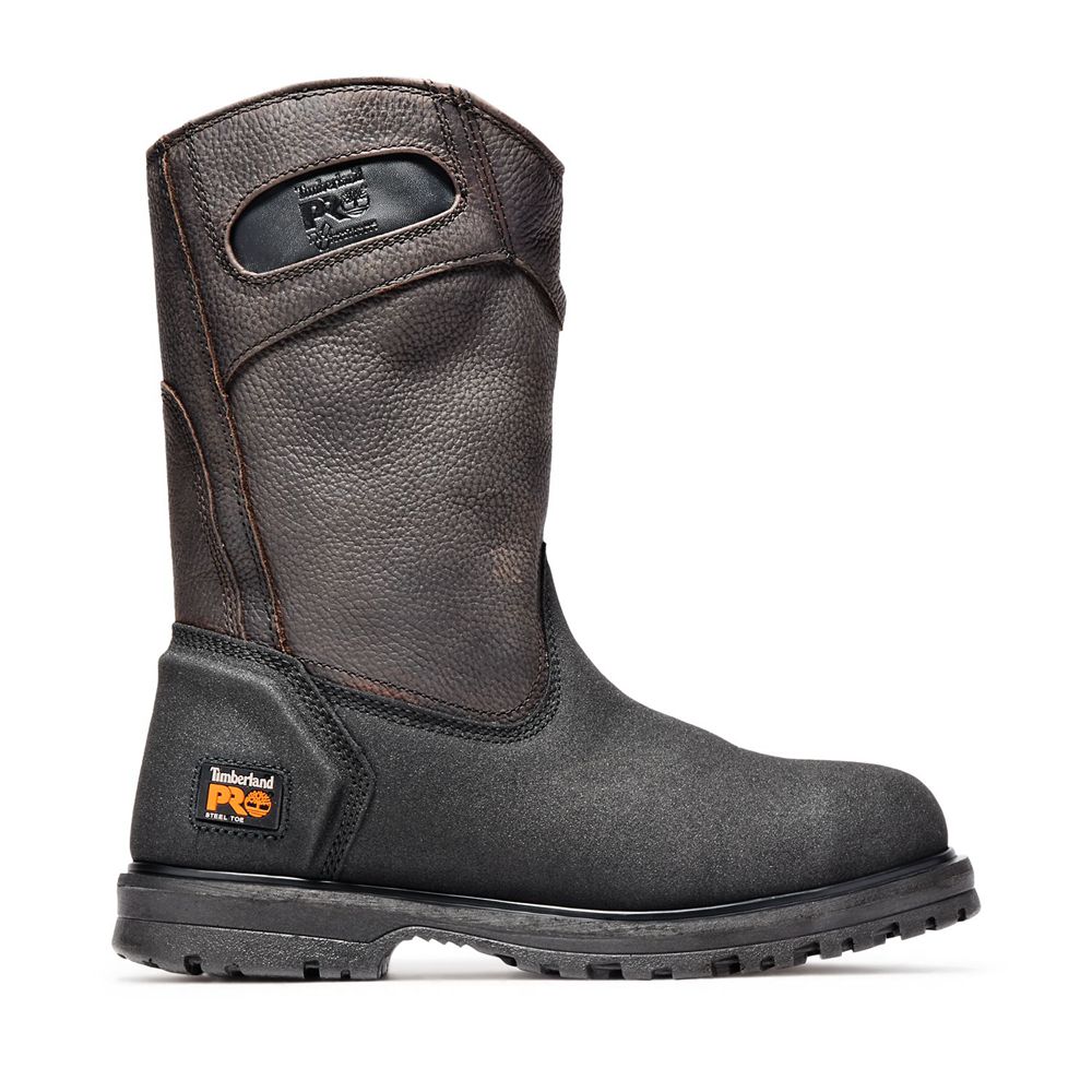 Timberland Μποτακια Εργασίας Ανδρικα Καφε - Pro® Powerwelt Wellington Steel Toe - Greece 8649730-EH